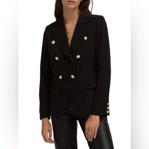 Banana Republic Black Captain's Tailored Blazer‎ Gold Buttons Size 0 Business